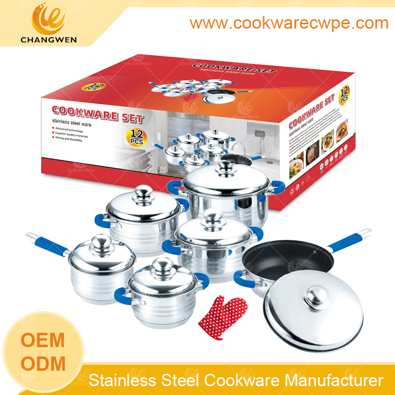 Customized stainless steel cookware set nonstick frying pan saucepan pots set cookware factory CW51004-12Y01