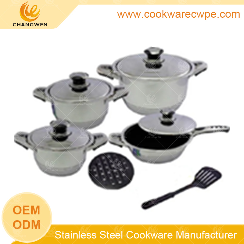 nonstick cookware wholesale 8pcs wide edge cookware set nonstick frying pan cook pan S/S lid capsule bottom China cookware factory CW51006-08Y01