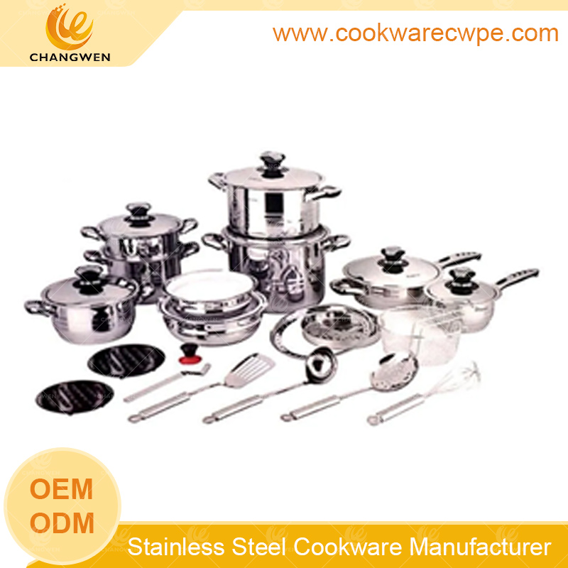 wholesale cooking pots 28pcs stainless steel cookware cook pan pots and pans frying pan wide edge cookware factory CW51006-28N01