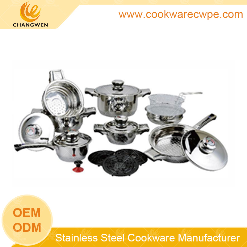 stainless steel pot price nonstick-fry pan stainless steel cookware set cooking pan wok saucepan pots and pans China Wholesaler Distributor CW51008-19N01