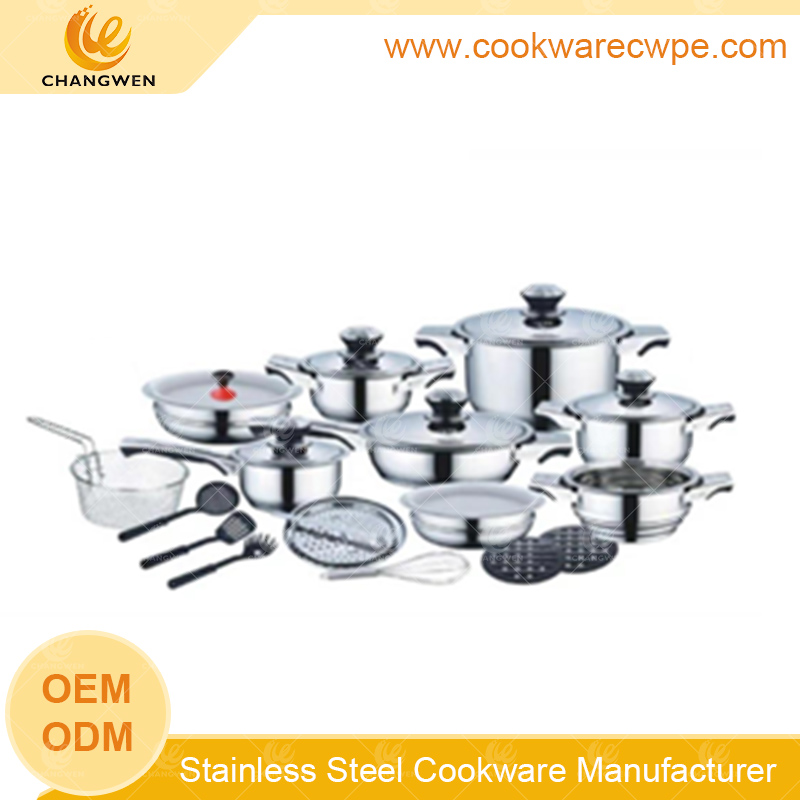 large wholesaler stainless steel cookware set pots and pans cook pan 9 steps bottom stainless steel cookware manufacturers in ChinaCW51008-24N01