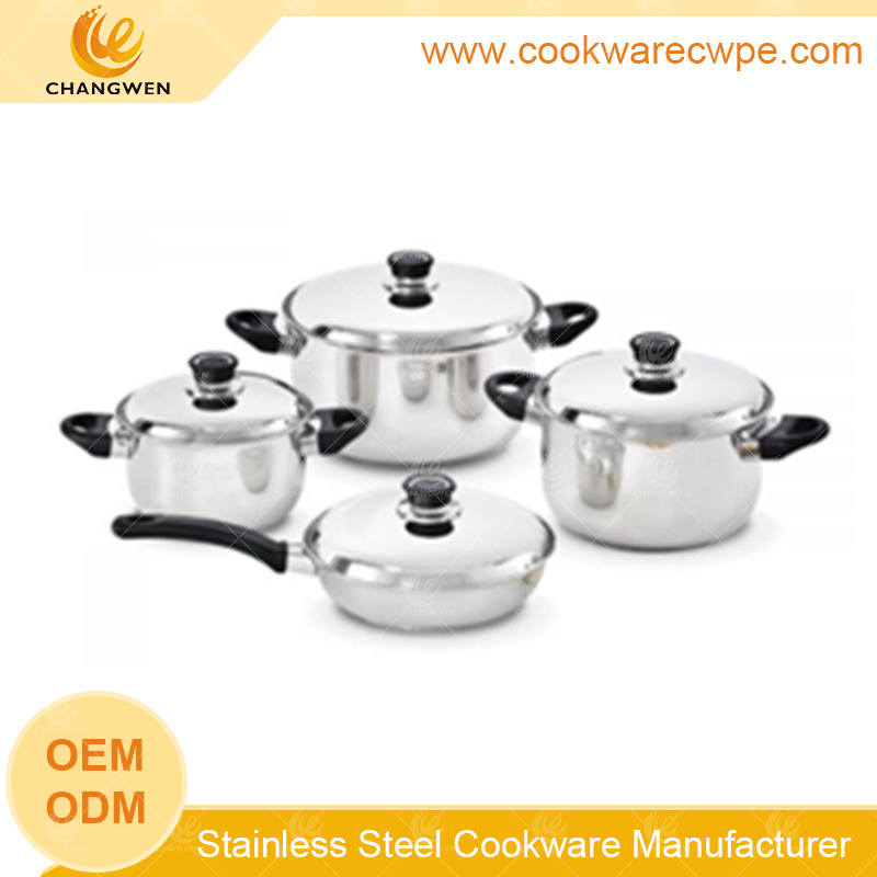 Best price 8pcs stainless steel pots and pans fry pan cooking pan saucepan casserole cookware supplier CW51009-08N01