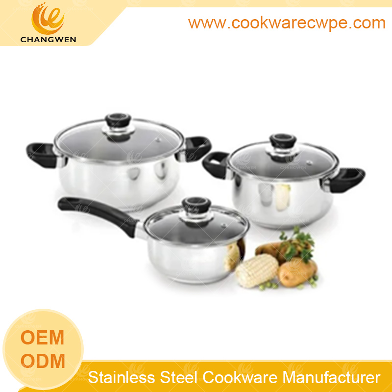 wholesale non stick cookware sets stainless steel cooking pan customized cookware set pots and pans mirror polishing custom cookware manufacturers CW51010-06N01