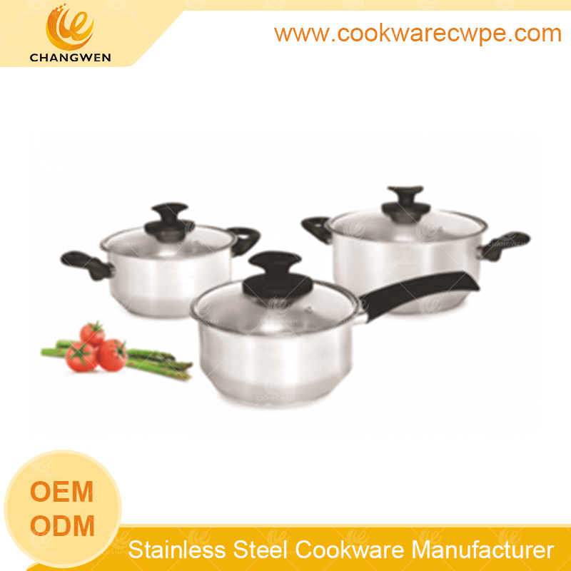 cookware set price stock pot saucepan frying pan cookware set stainless steel China manufacture CW51015-06N01